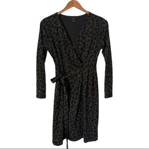 Ann Taylor Petite Cheetah Leopard Animal Front Faux Wrap Dress Size XSP